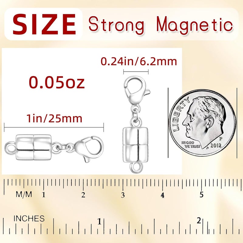 MKCYD Magnetic Necklace Clasp with Lobster Clasp,14K Gold and Silver Magnetic Jewelry Clasps for Necklace Extender Bracelet Closures - Image 2
